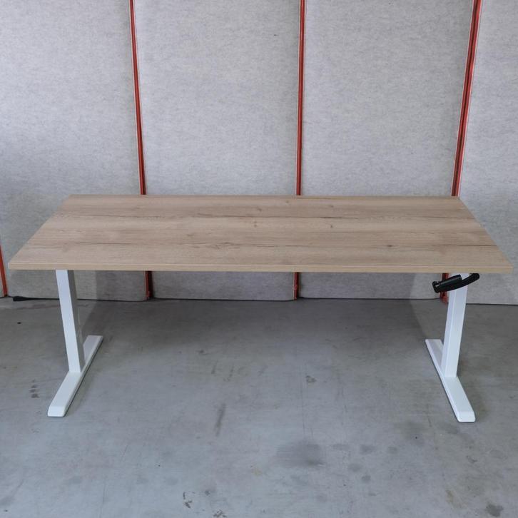 Slingerbureau zit-sta 180x80 cm - Wit frame - N.eiken - BR48, Huis en Inrichting, Bureaus, Nieuw, Bureau, Elektrisch, Ophalen of Verzenden
