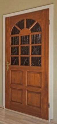 Houten Opdekdeur met Glas, Doe-het-zelf en Verbouw, Deuren en Horren, Gebruikt, Binnendeur, 200 tot 215 cm, 80 tot 100 cm, Glas