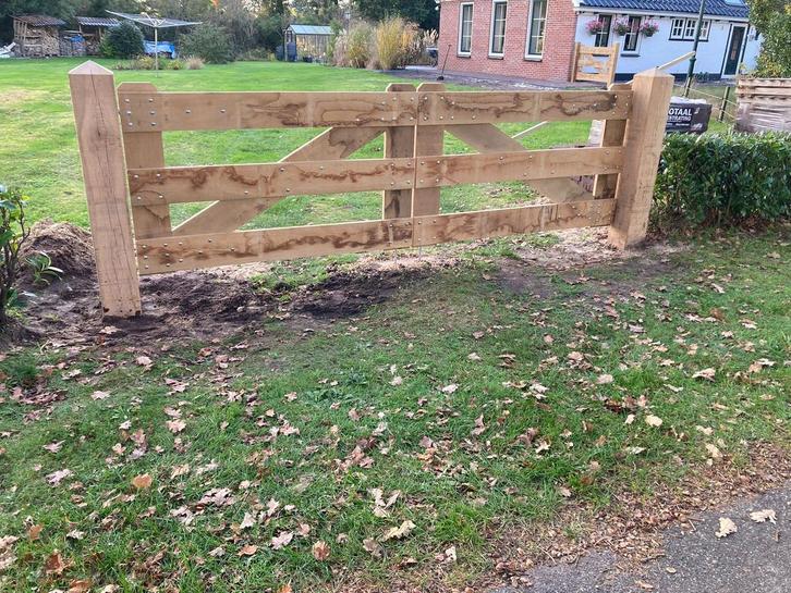 Poort, Boerenlandhek tuinpoort erfscheiding oprit natuurlijk, Tuin en Terras, Tuinhekken en Hekwerk, Nieuw, Tuinhek, Hout, Ophalen of Verzenden