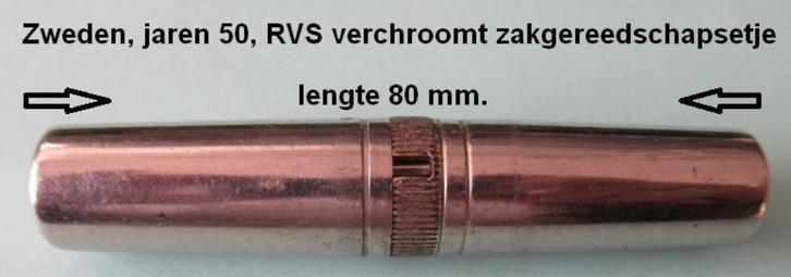 zeer fraai verchroomd setje zak gereedschap, jaren 50, Verzamelen, Overige Verzamelen, Zo goed als nieuw, Ophalen of Verzenden