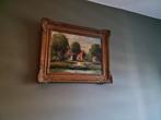 Klassiek schilderij landhuis aan oever. T verkade, Antiek en Kunst, Kunst | Schilderijen | Klassiek, Ophalen of Verzenden