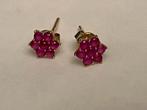 Gouden oorbellen natuurlijke Robijn, Verzenden, Zo goed als nieuw, Met edelsteen, Knopjes of Stekers