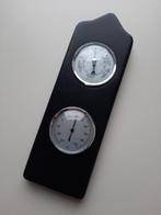 Barometer en thermometer in lederen houder – vintage., Ophalen, Zo goed als nieuw, Barometer
