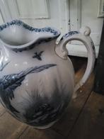 Antieke grote kan met decor eend blauw/room wit foto 1 t/m 8, Antiek en Kunst, Antiek | Keramiek en Aardewerk, Ophalen of Verzenden