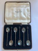 Set zilveren koffielepels met koffieboon aan de bovenkant. (, Ophalen of Verzenden, Zilver