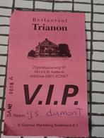 Oude VIP Kaart Restaurant Trianon Arnhem, Ophalen of Verzenden, 1980 tot heden, Nederland, Knipsel(s)