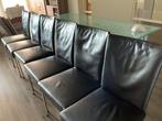 6 Bert Plantagie eetkamerstoelen, Huis en Inrichting, Stoelen, Ophalen, Gebruikt, Zwart, Leer