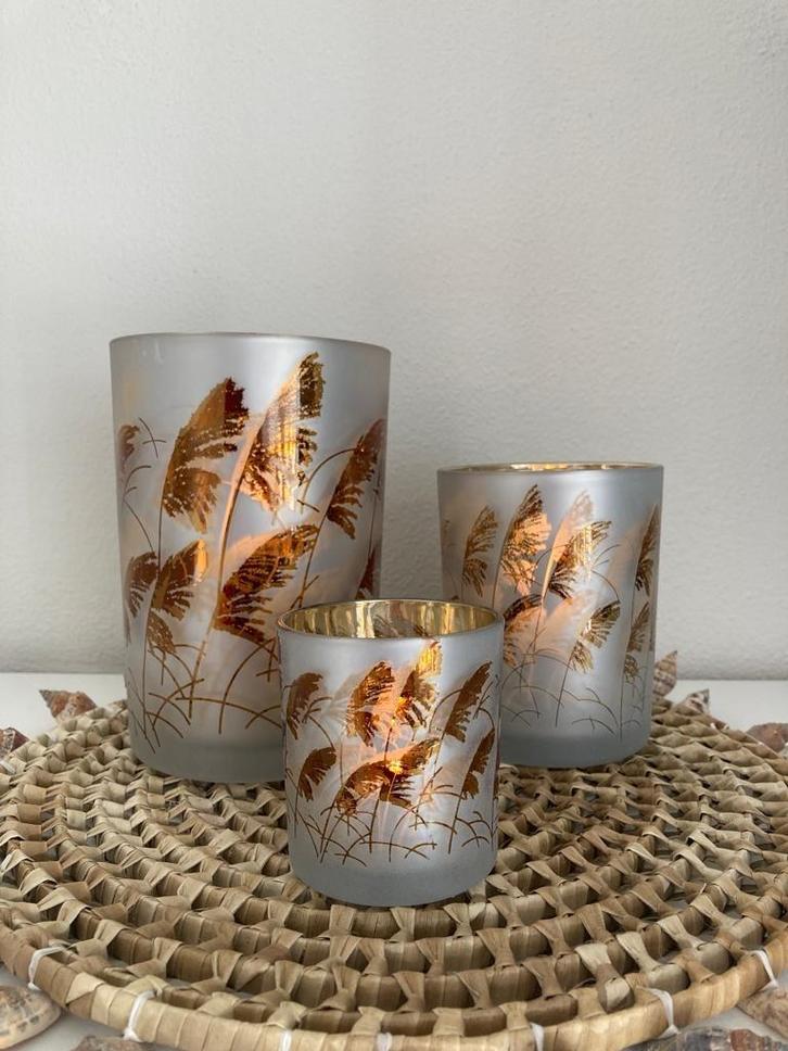 Trendy windlichten set-3 Straw Nieuw!, Huis en Inrichting, Woonaccessoires | Kandelaars en Kaarsen, Nieuw, Kandelaar, Minder dan 25 cm