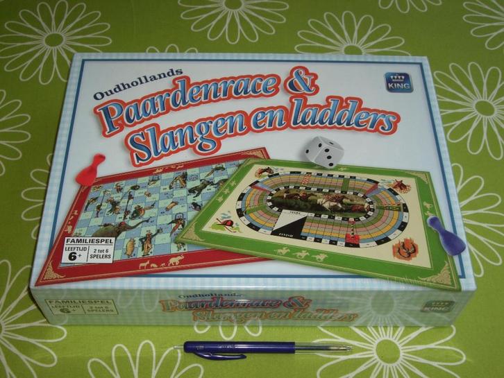 Nieuw in seal: Oudhollands Paardenrace & slangen en ladders, Hobby en Vrije tijd, Gezelschapsspellen | Bordspellen, Nieuw, Een of twee spelers