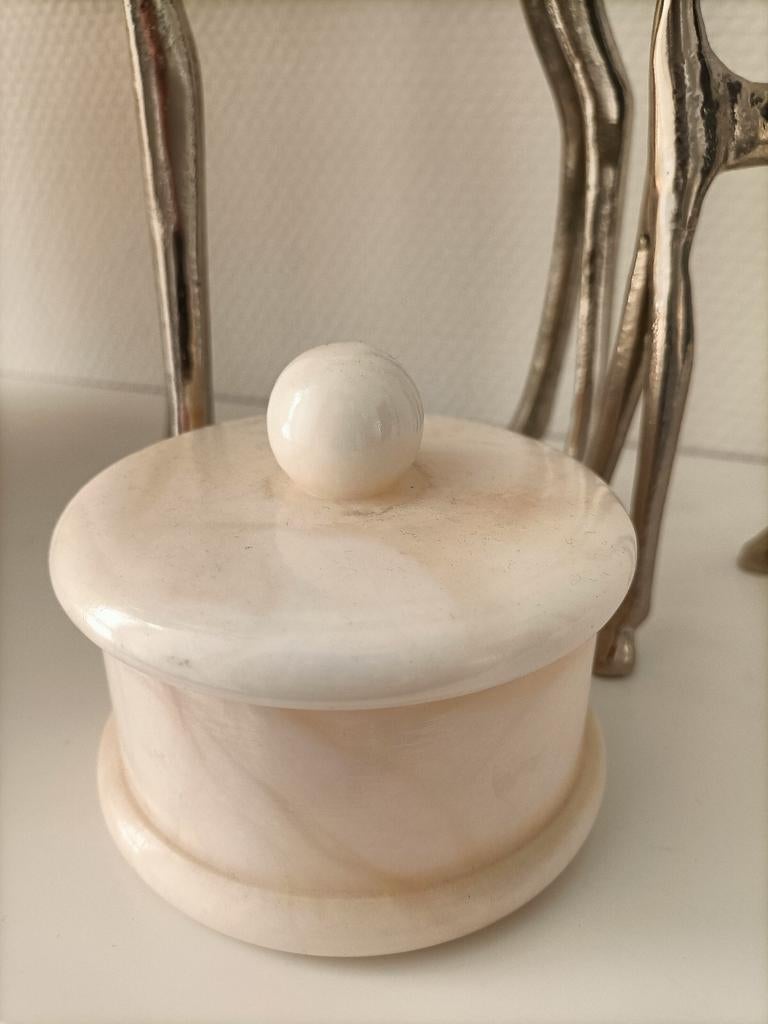Vintage Marmeren Potje met Deksel, Overige materialen, Minder dan 50 cm, Gebruikt, Minder dan 50 cm