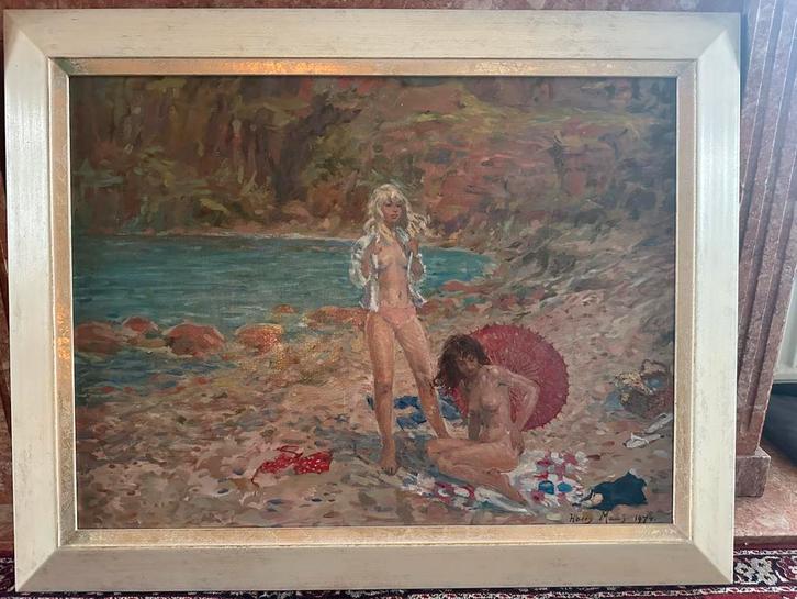Schilderij Harry Maas olieverf op linnen, Antiek en Kunst, Kunst | Schilderijen | Klassiek, Ophalen