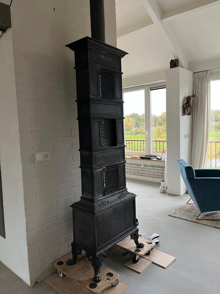 Gietijzeren Noorse etagekachel Houtkachel, Huis en Inrichting, Kachels, Gebruikt, Vrijstaand, Houtkachel, Hout, Ophalen