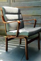 Vintage leren stoel- Zweeds, mid century, 70s, tijdloos, Huis en Inrichting, Stoelen, Ophalen, Scandinavisch design, Gebruikt