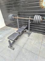 Bankdruk set met stang en gewichten, Ophalen, Gebruikt, Krachtstation, Metaal