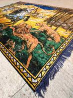 Velvet wandkleed woestijn ruiters leeuwen jacht 170/117, Gebruikt, Etten-Leur, DJT@dejuistetoon.eu, Ophalen of Verzenden