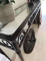 Glazen Sidetable met Metalen Frame, 100 tot 150 cm, Ophalen of Verzenden, Rechthoekig, Glas