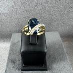Gouden Ring | 14k | 4,88g | ovale saffier | 20,5 | 397390, Gebruikt, 20 of groter, Ophalen of Verzenden, Dame