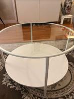 Witte Ronde Glazen Salontafel, Huis en Inrichting, Ophalen, Gebruikt, Rond, Minder dan 50 cm