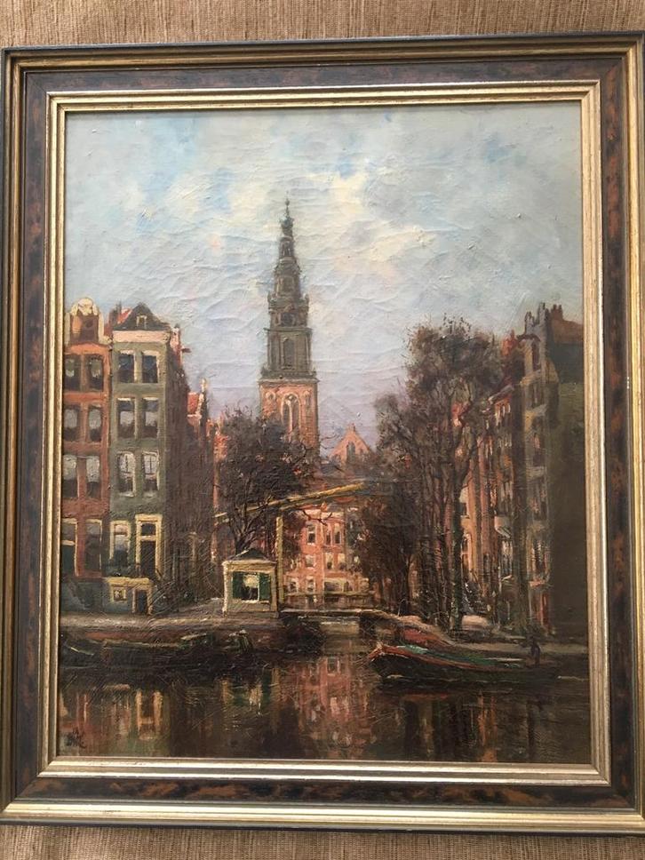 Olieverf Schilderij Zuiderkerk Amsterdam., Antiek en Kunst, Kunst | Schilderijen | Klassiek, Ophalen