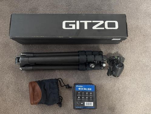 GITZO Carbon Traveller statief, 2x balhoofd + draagriem izgs, Audio, Tv en Foto, Fotografie | Statieven en Balhoofden, Gebruikt