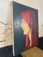 Vintage antiek schilderij Rode Fabiola portret vrouw, Antiek en Kunst, Ophalen of Verzenden