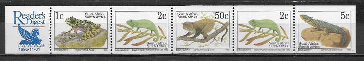 Zuid Afrika 1995 Readers Digest strip van vijf blauw logo pf, Postzegels en Munten, Postzegels | Afrika, Postfris, Zuid-Afrika