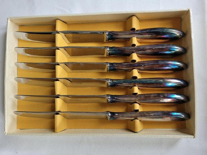 6 nieuwe verzilverde dinermessen Gero Zilvium 229 Perfection, Antiek en Kunst, Antiek | Bestek, Ophalen of Verzenden