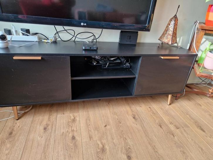 Zwart Media Kastje met Open Vak, Huis en Inrichting, Kasten | Televisiemeubels, Gebruikt, Minder dan 100 cm, 100 tot 150 cm, 25 tot 50 cm