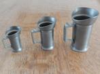 3 Tinnen maatbekers van engeltjes tin, Antiek en Kunst, Antiek | Tin, Ophalen of Verzenden