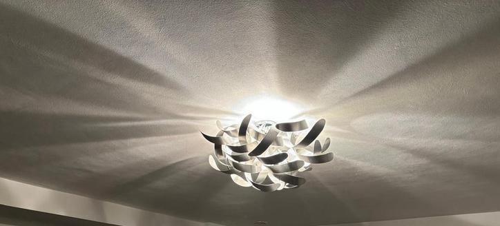Plafondlamp met aluminium krullen, stoer en romantisch, Huis en Inrichting, Lampen | Plafondlampen, Zo goed als nieuw, Metaal