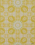 5420 geel bloemen behang met retro tegelmotief 70s swiet, Verzenden, Wit