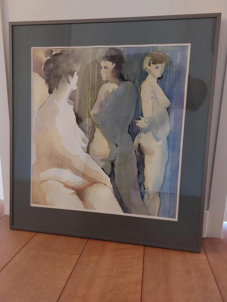 Schilderij–Ontmoeting 3 Vrouwen-1999 Han Groot naakt, Antiek en Kunst, Kunst | Schilderijen | Abstract, Ophalen