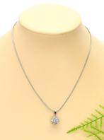 Zilvergekleurde halsketting met strass steen bal pendant., Overige materialen, Met strass, Nieuw, Ophalen of Verzenden