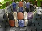 Brede armband met diverse edelstenen, Overige materialen, Met edelsteen, Gebruikt, Zilver