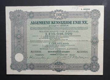 Algemeene Kunstzijde Unie (AKU--->Akzo Nobel) - 1929  beschikbaar voor biedingen