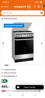 Inventum gasfornuis oven/ elektrisch, Witgoed en Apparatuur, Fornuizen, Ophalen, Minder dan 85 cm, 4 kookzones, Zo goed als nieuw