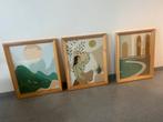 3 luik schilderijen in houten lijst, Ophalen of Verzenden, Zo goed als nieuw, Hout, Minder dan 50 cm