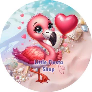 LF5837 icing frosting flamingo 20cm eetbare taart print  beschikbaar voor biedingen