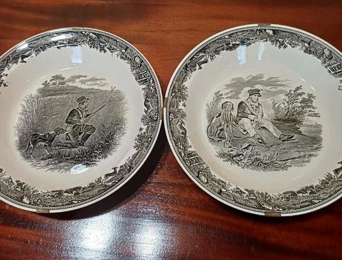 Verzameling: antieke jachtsierborden 2x., Antiek en Kunst, Antiek | Servies los, Ophalen of Verzenden