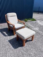 Vintage easy chair met poef fauteuil eiken dyrlund, Ophalen, Gebruikt, 75 tot 100 cm, X