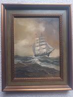 Schilderij van een zeilschip op zee 40x32, Antiek en Kunst, Kunst | Schilderijen | Klassiek, Ophalen of Verzenden