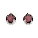 Oorclips Dames Roze Cabochon Clip-on Oorbellen + Strass 16 m, Overige materialen, Birgitta-Gracht 33, 6465 EL Kerkrade, Nederland