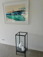 1 antraciet handgemaakte stalen lantaarns met blauwe steen, Ophalen, Overige materialen, Gebruikt, 75 cm of meer