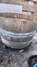 Houten wijnvat op wieltjes, Tuin en Terras, Gebruikt, Minder dan 60 cm, Rond, Ophalen of Verzenden