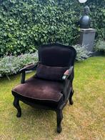 Zwarte velvet fauteuil, Huis en Inrichting, Fauteuils, Ophalen, Gebruikt, 75 tot 100 cm, Stof