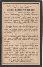 Anthonius J.H. Jansen 1866 Nijmegen + 1922 Leiden, 56 jaar, Verzamelen, Bidprentjes en Rouwkaarten, Verzenden