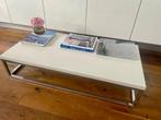 Salon tafel - wit chroom - laag model, Huis en Inrichting, Tafels | Salontafels, Ophalen, Gebruikt, 100 tot 150 cm, 50 tot 100 cm