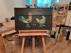 Leuk schilderij op houten paneel, 40x65 cm., Ophalen of Verzenden