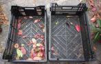 2 zwarte plantenkisten stapelbaar, Ophalen, Gebruikt, Stapelbaar