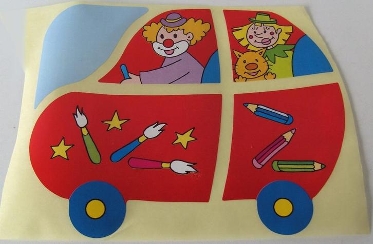 CLOWNEN IN AUTO GROTE STIKKERVELLEN 775 STUKS, Verzamelen, Stickers, Nieuw, Strip of Tekenfilm, Ophalen of Verzenden